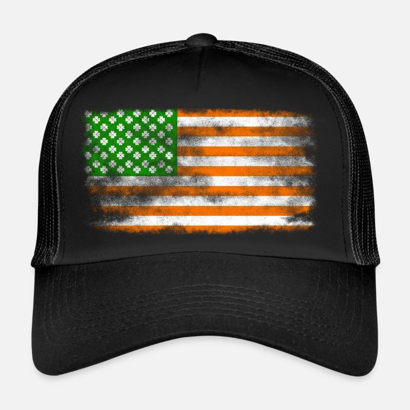 Drapeau de la Saint-Patrick irlandais américain lavé Casquette trucker 