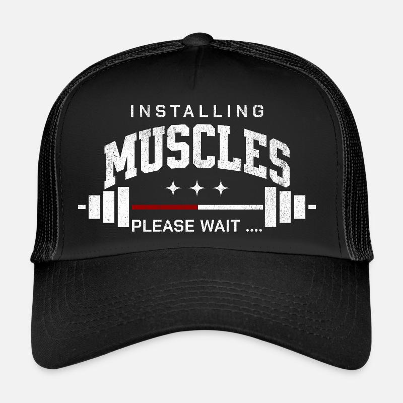 Installing Muscles please wait gym workout Trucker Cap