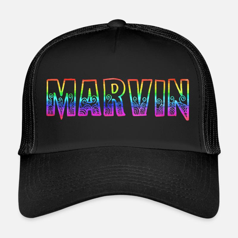 marvin rs regenbogen - Trucker Cap - Schwarz/Schwarz