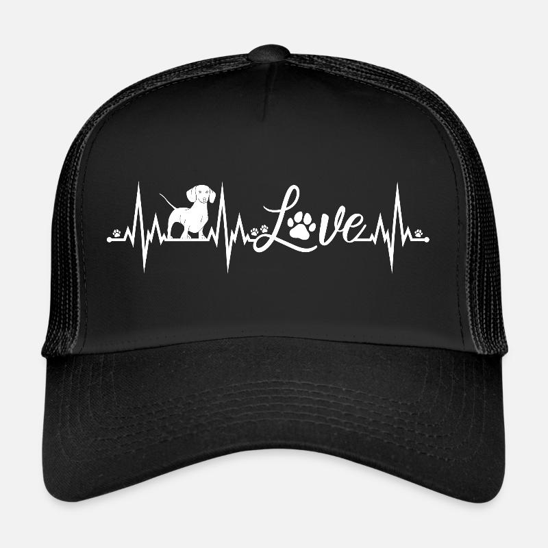 Dackel Herzschlag - Trucker Cap - Schwarz/Schwarz