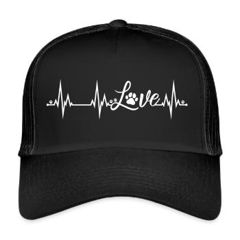 Herzschlag Hunde Pfoten Hund Katze Love Pfote - Trucker Cap - Schwarz/Schwarz - Vorne