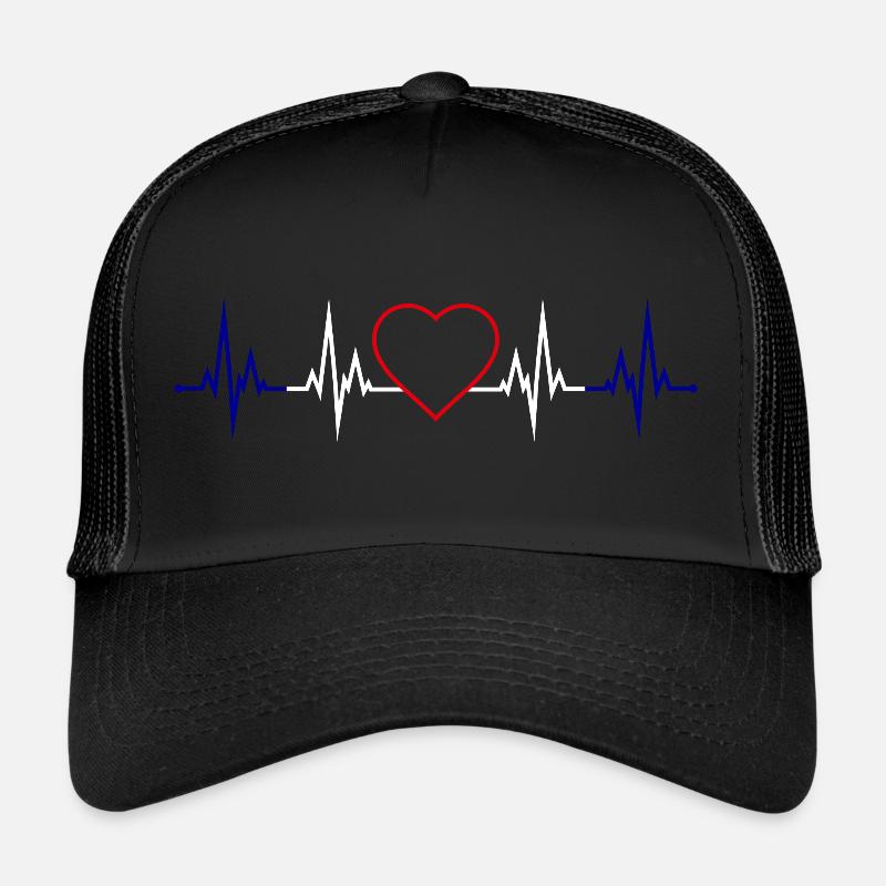 Herzschlag Frankreich - Trucker Cap - Schwarz/Schwarz