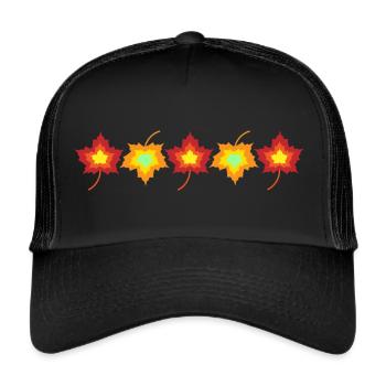 Colorful maple leaves - Trucker Cap - black/black - Front
