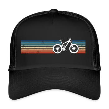 Mountain Bike Retro Stripes MTB - Trucker Cap - Schwarz/Schwarz - Vorne