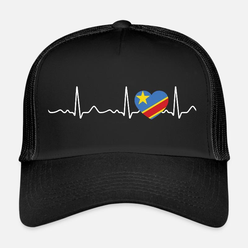 Congo - heartbeat, pulse, heart line, ECG Trucker Cap