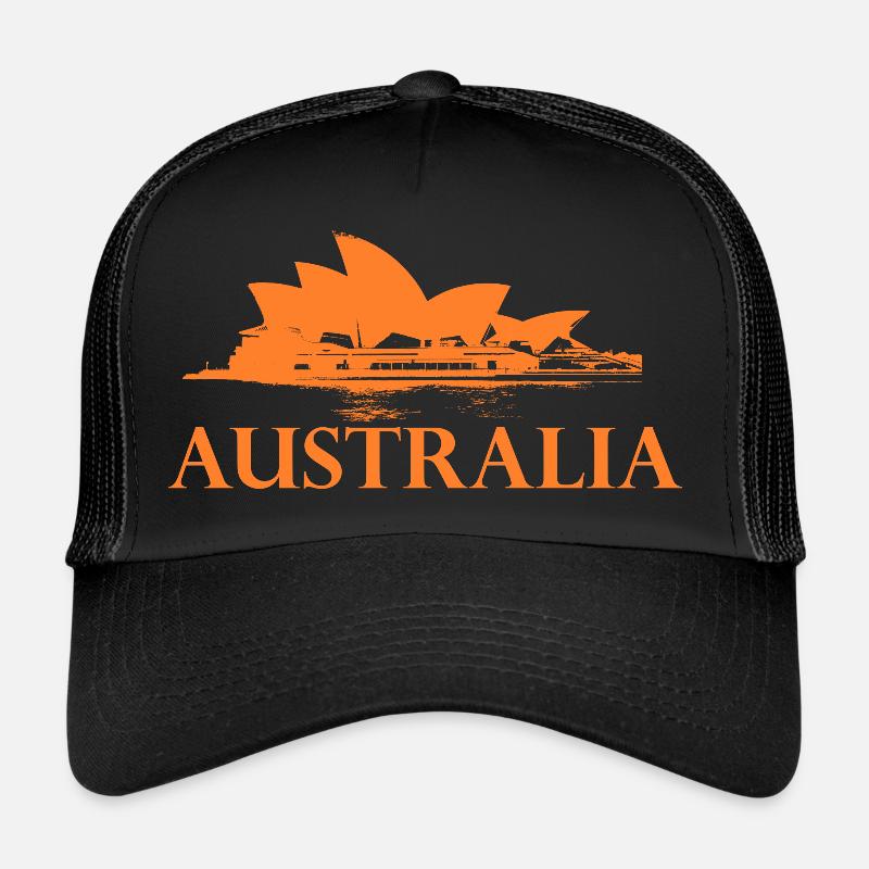 Australien - Opera House / Geschenkidee - Trucker Cap - Schwarz/Schwarz