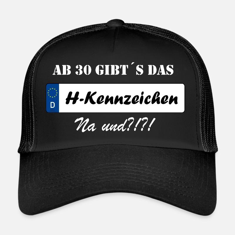 A partir de 30 donne la plaque d'immatriculation H Casquette trucker 