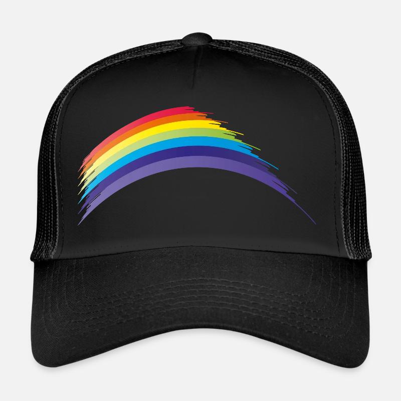 rainbow arc-en-ciel abstrait dans les couleurs chakra - Casquette trucker  - noir/noir