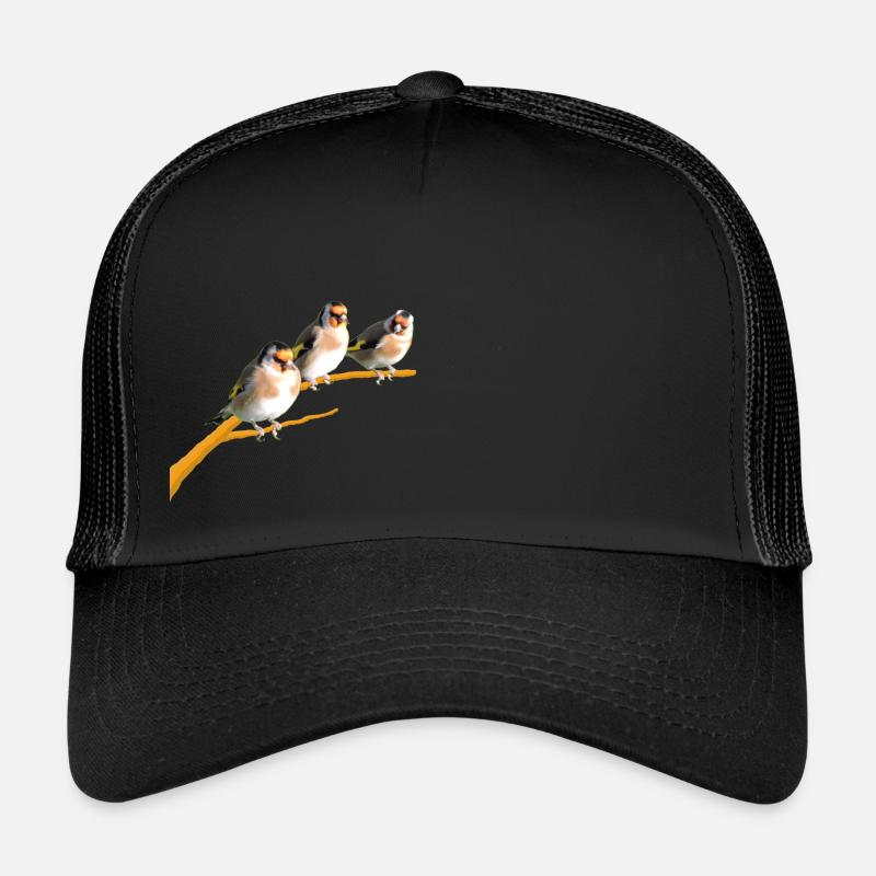 Chardonnerets élégants sur une branche - Casquette trucker  - noir/noir