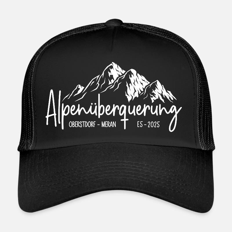 Oberstdorf - Meran / Alpenüberquerung 2025 E5 - Trucker Cap - Schwarz/Schwarz