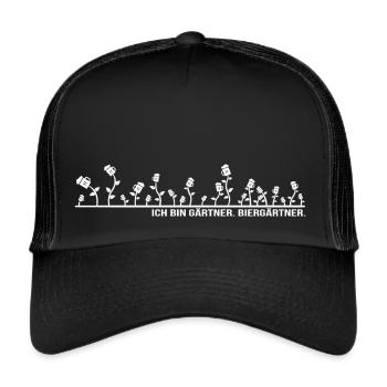 Ich bin Biergärtner - Lustiges für den Biergarten - Trucker Cap - Schwarz/Schwarz - Vorne