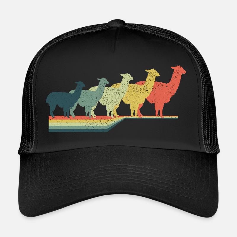 Vintage Lama - Trucker Cap - Schwarz/Schwarz