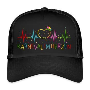 Karneval im Herzen - Trucker Cap - Schwarz/Schwarz - Vorne