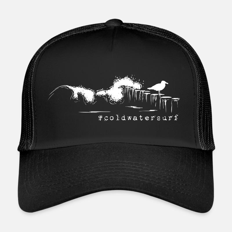 #coldwatersurf Wellenreiten Welle, Buhnen & Möwe Trucker Cap