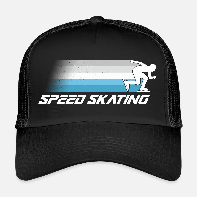 Schlittschuh Eisschnelllauf Eis Laufen Geschenk - Trucker Cap - Schwarz/Schwarz