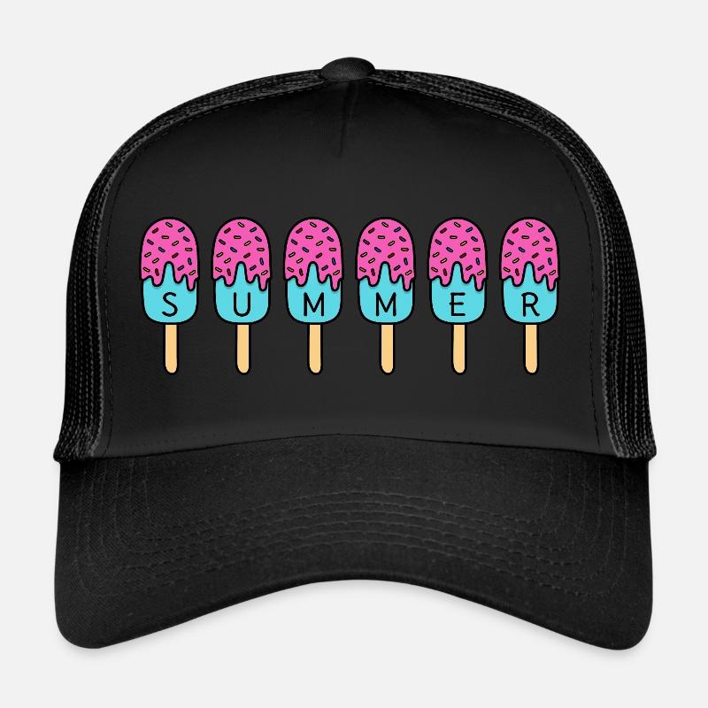 Été - Manger de la crème glacée - rose - Eté - Chaleur - Crème glacée Casquette trucker 