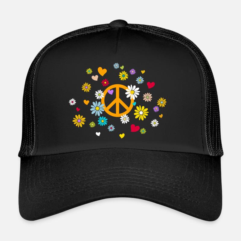 Signes de paix Fleurs Coeur Enfant Fleur Saint Valentin Casquette trucker 