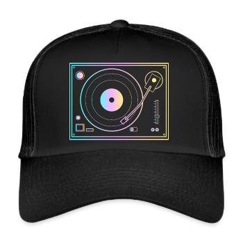 Platine DJ dans un style dégradé cool - Casquette trucker  - noir/noir - Devant