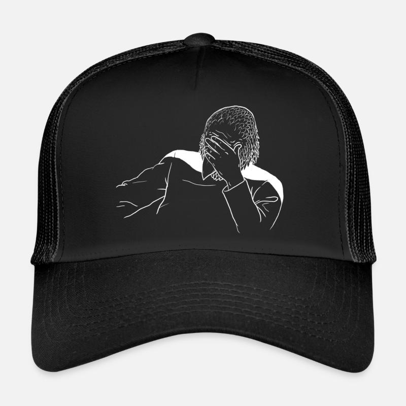 Facepalming Eagle (white design for dark apparel) - Trucker Cap - Schwarz/Schwarz