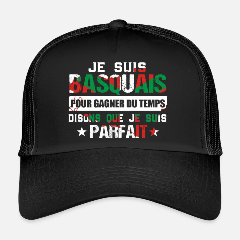 Pays Basque / Basquais cadeau drôle - Casquette trucker  - noir/noir