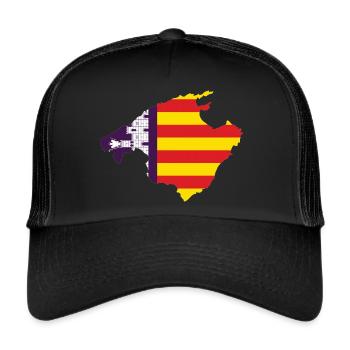 Mallorca Flagge Umriss - Trucker Cap - Schwarz/Schwarz - Vorne