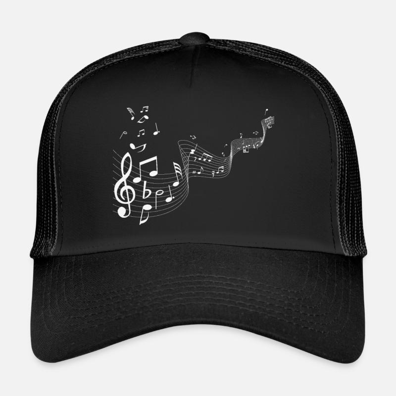Music notes white - Trucker Cap - black/black