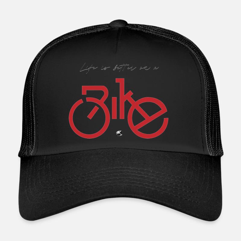 Fahrrad Abbildung mit Inschrift - Trucker Cap - Schwarz/Schwarz