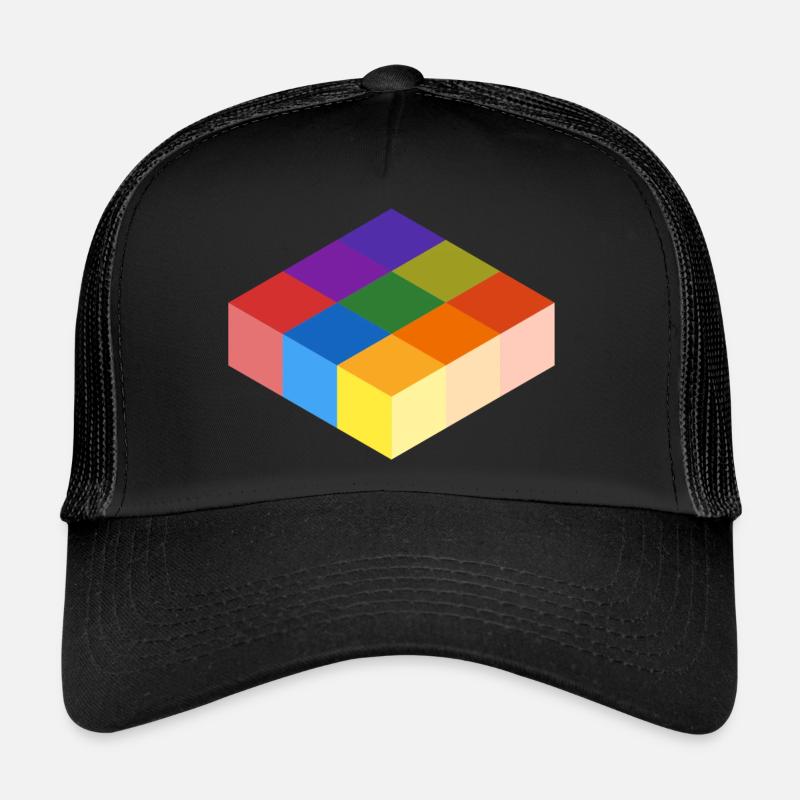 Grille cube - Casquette trucker  - noir/noir