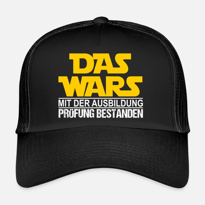 Das Wars Mit Der Ausbildung Prüfung Bestanden - Trucker Cap - Schwarz/Schwarz
