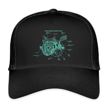 Retro Mondlandung Apollo Raumfahrt Illustration - Trucker Cap - Schwarz/Schwarz - Vorne