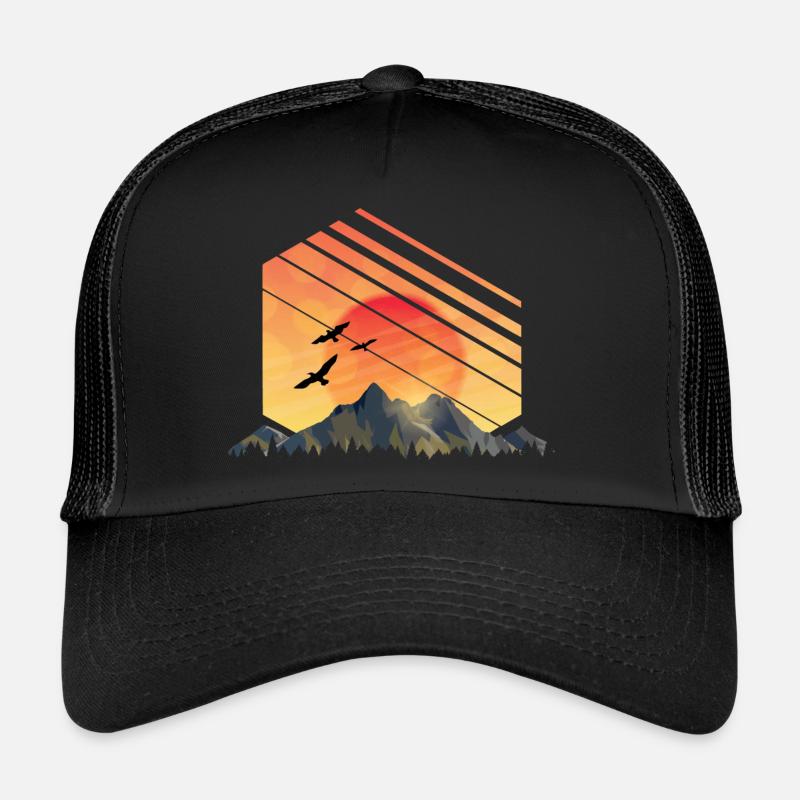 Mountain panorama Sunset in the mountains Mountains Trucker Cap