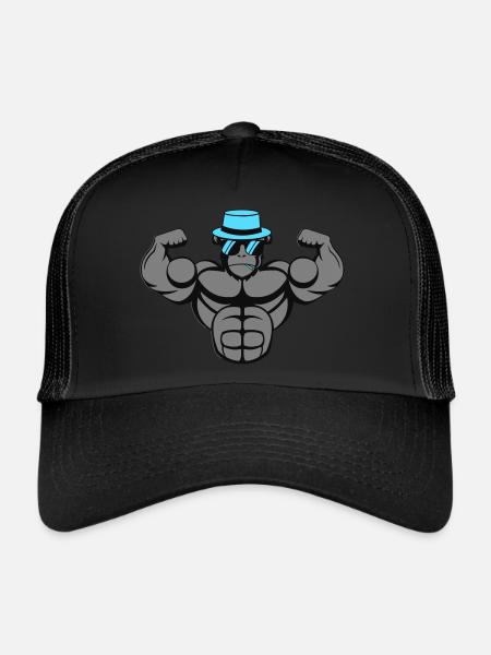 Gorille fort - Casquette trucker  - noir/noir - Devant