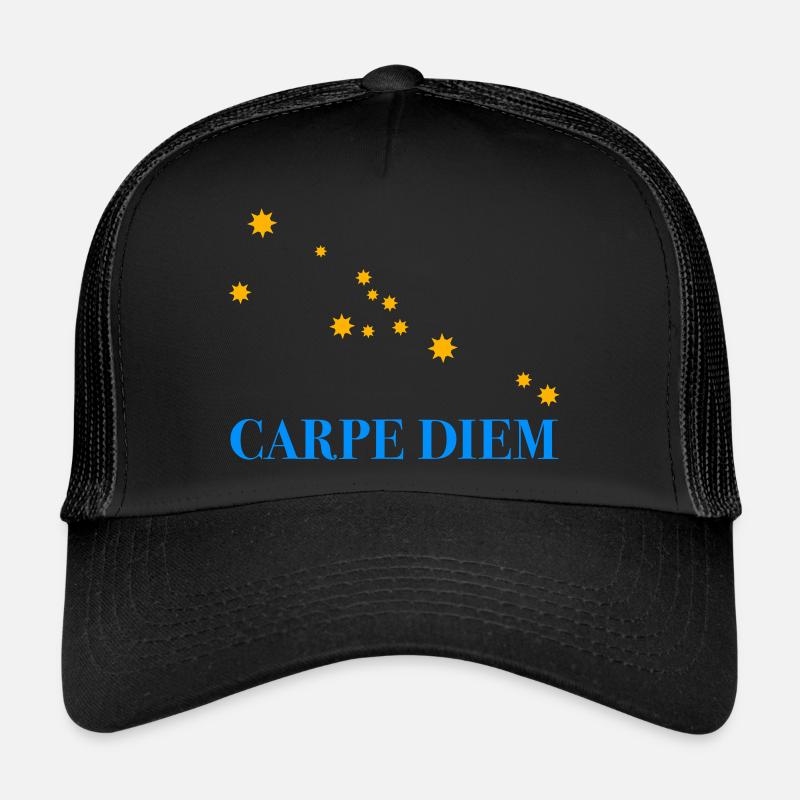 Carpe Diem nutze den Tag Sternbild Stier Horoskop - Trucker Cap - Schwarz/Schwarz