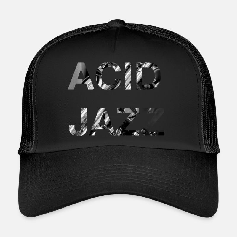 Acid Jazz Music Black White Typography Modern Trucker Cap
