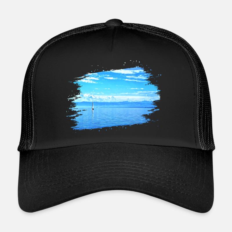 Voilier sur le lac de Constance Casquette trucker 