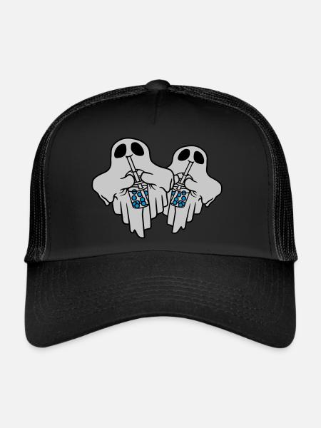 2 fantômes de thé à bulles - Casquette trucker  - noir/noir - Devant