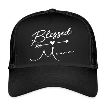 mom blessed mama baby eltern supermom wife bad - Trucker Cap - Schwarz/Schwarz - Vorne
