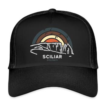 Sciliar Schlern Dolomiten Wandern Berg Klettern - Trucker Cap - Schwarz/Schwarz - Vorne