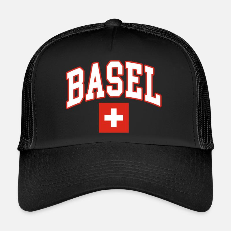 Basel schweiz flagge - Trucker Cap - Schwarz/Schwarz