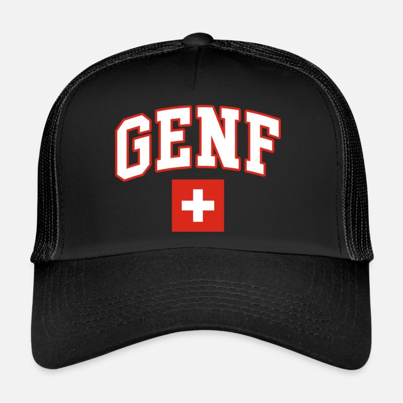 Genf schweiz flagge - Trucker Cap - Schwarz/Schwarz