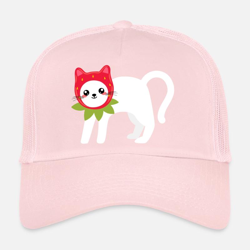 Cat In A Strawberry Pattern Hat Trucker Cap