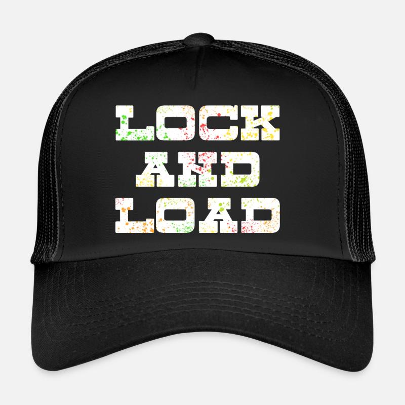 Verrouiller et charger les éclaboussures de peinture1 Casquette trucker 