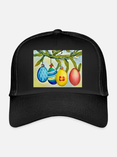 Branche d’œuf colorée - Casquette trucker  - noir/noir - Devant