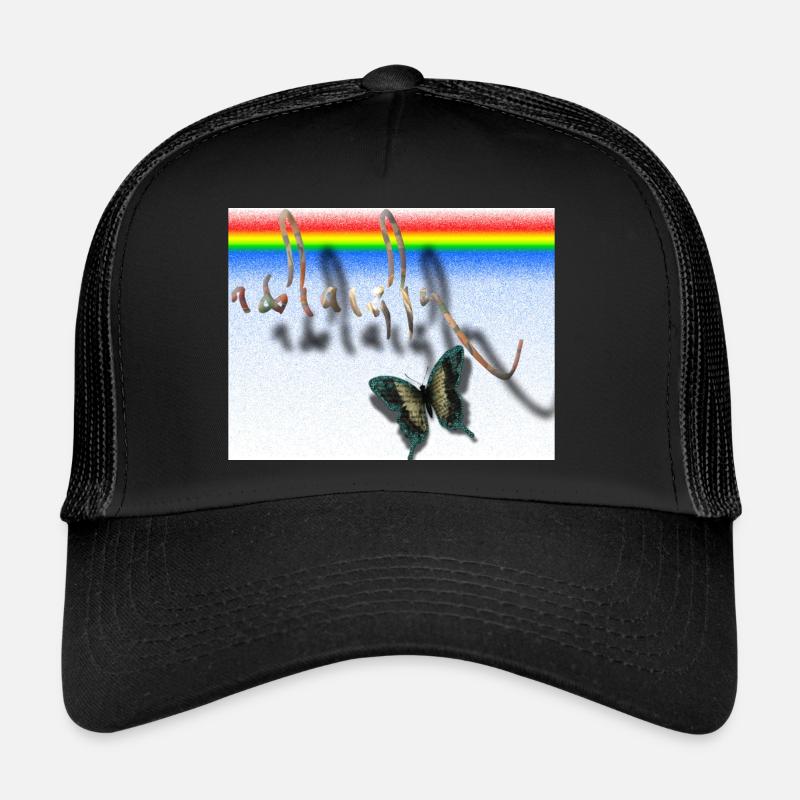 Tibetan Calligraphy Butterfly Design - Trucker Cap - black/black