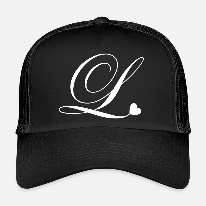 Buchstabe l Kalligraphie Herz Trucker Cap