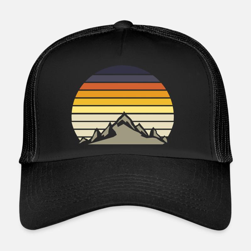 vintage sunset Berge grau - Trucker Cap - Schwarz/Schwarz