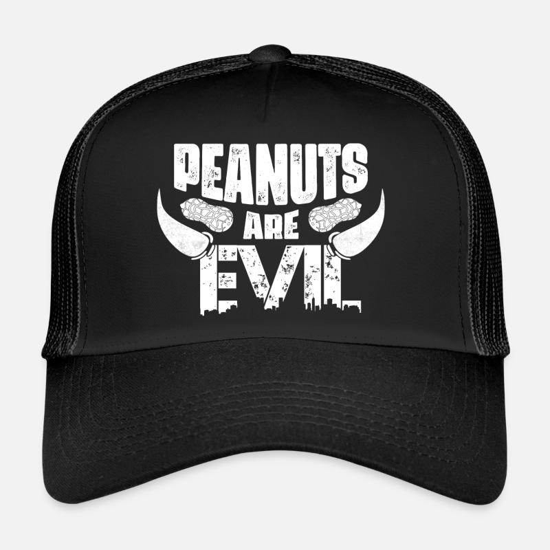 Peanuts Are Evil Nut Allergic Awareness - Trucker Cap - Schwarz/Schwarz