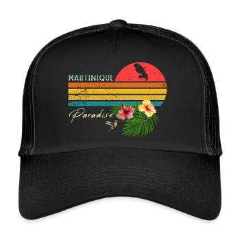 Martinique Vintage Westindische Inseln 972 Tropischer Kolibri - Trucker Cap - Schwarz/Schwarz - Vorne