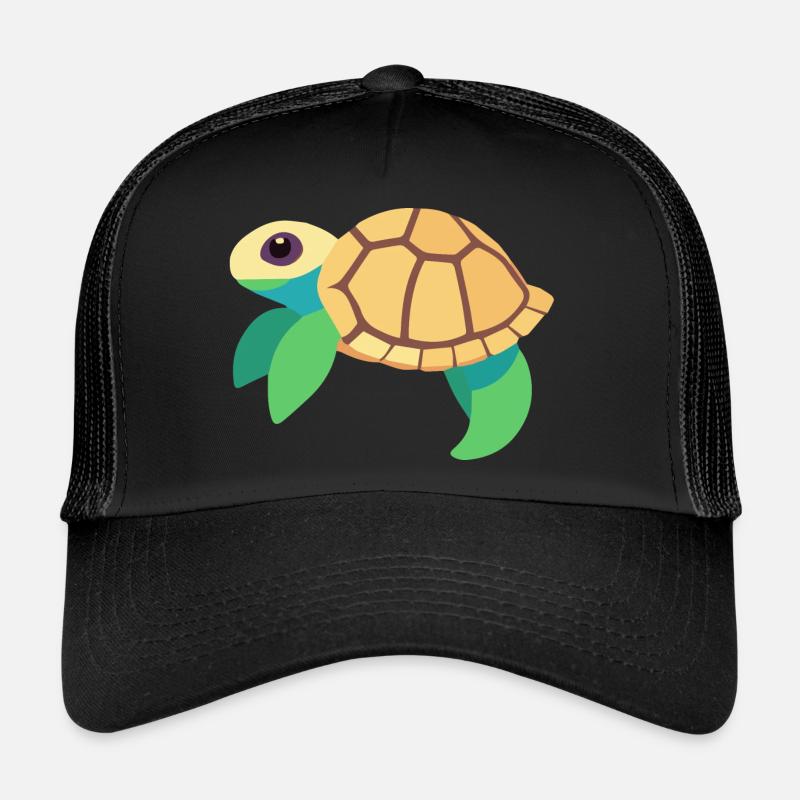 Tortue d’eau bébé vert - Casquette trucker  - noir/noir