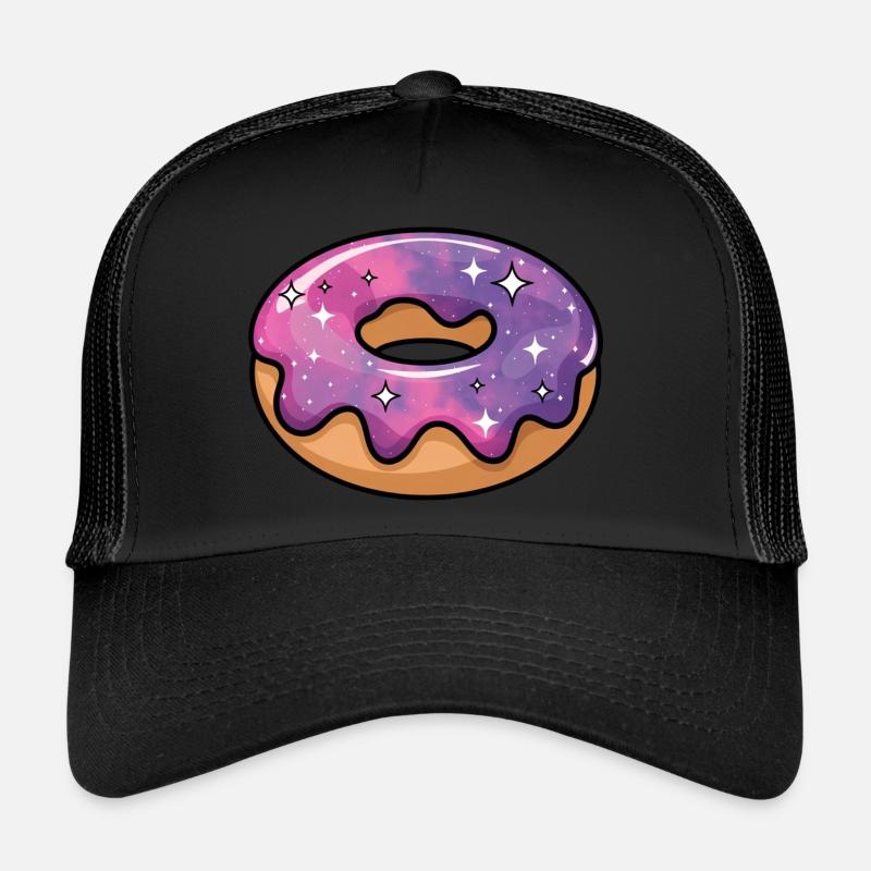 Kosmische Galaxie Donut - Trucker Cap - Schwarz/Schwarz